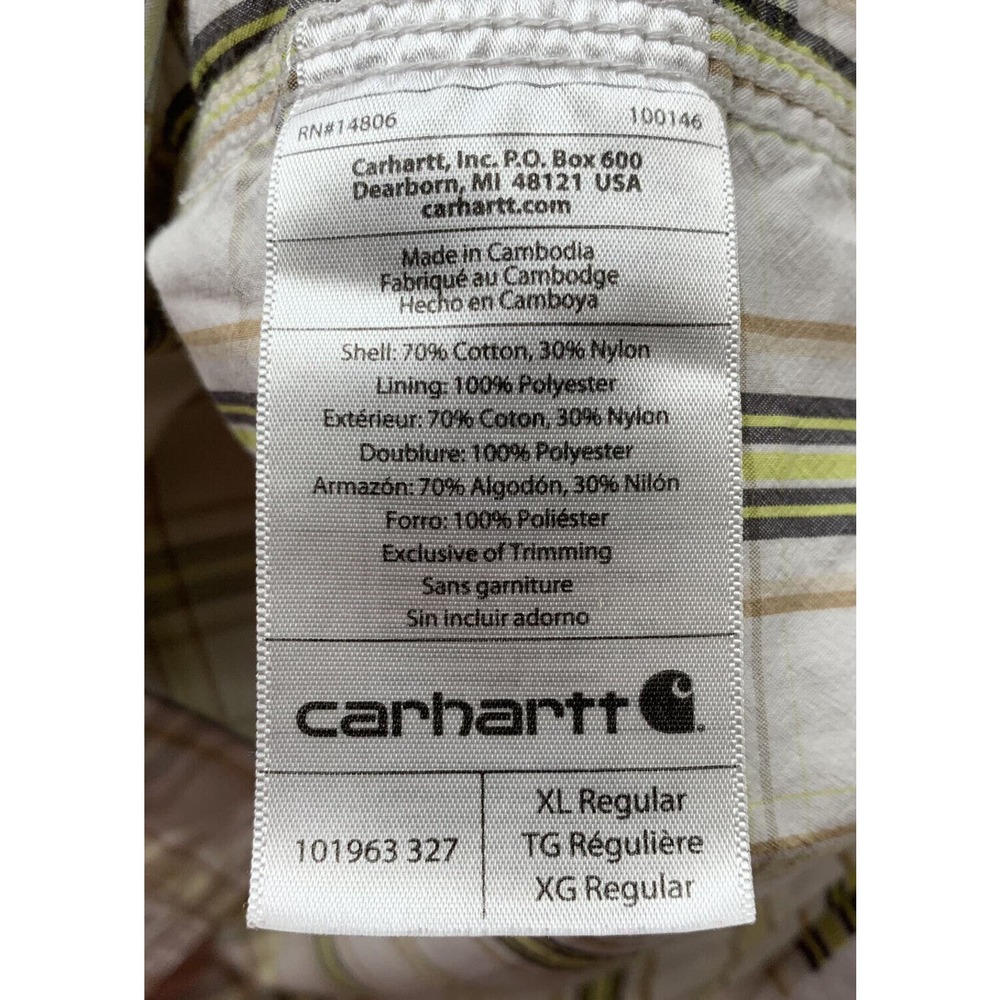Carhartt Force Button Up Shirt Mens XL X-Large Relaxed Fit Plaid Workwear 101963 - Picture 14 of 15
